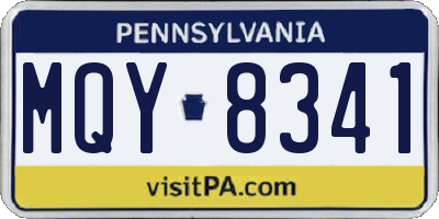 PA license plate MQY8341