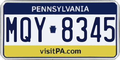PA license plate MQY8345