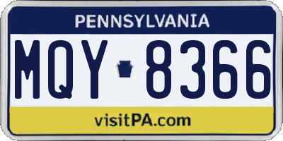 PA license plate MQY8366