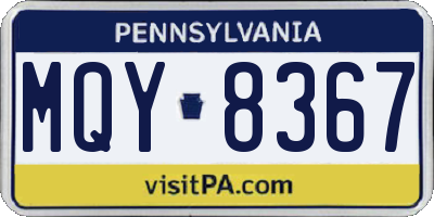 PA license plate MQY8367