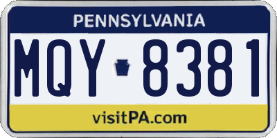 PA license plate MQY8381