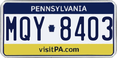 PA license plate MQY8403