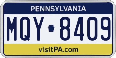 PA license plate MQY8409