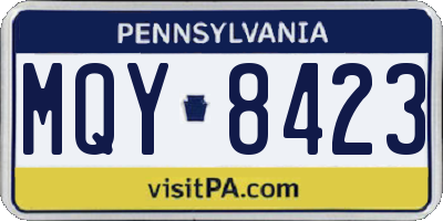 PA license plate MQY8423
