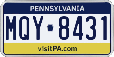 PA license plate MQY8431