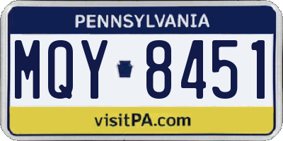 PA license plate MQY8451