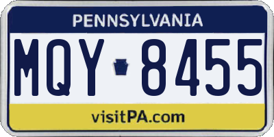 PA license plate MQY8455