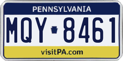 PA license plate MQY8461
