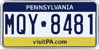 PA license plate MQY8481