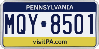 PA license plate MQY8501