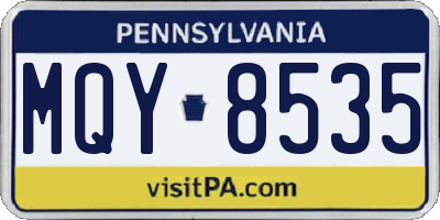 PA license plate MQY8535