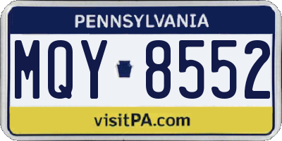 PA license plate MQY8552