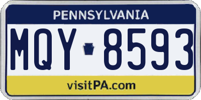 PA license plate MQY8593