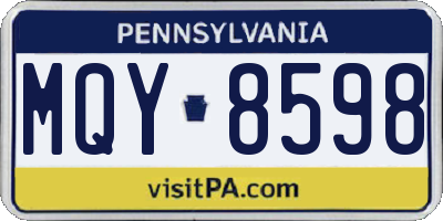 PA license plate MQY8598