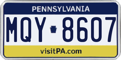 PA license plate MQY8607