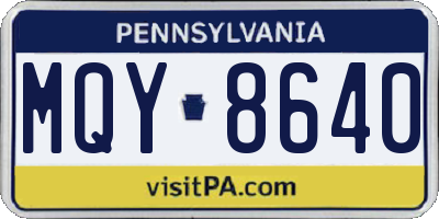 PA license plate MQY8640