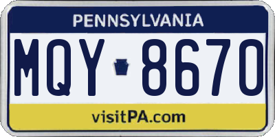 PA license plate MQY8670