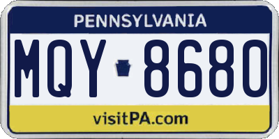 PA license plate MQY8680