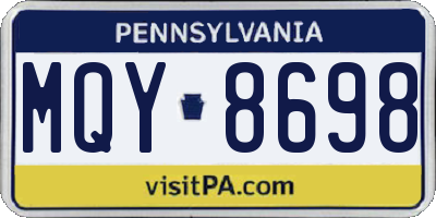 PA license plate MQY8698