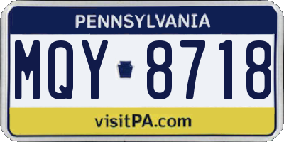 PA license plate MQY8718