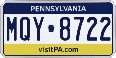 PA license plate MQY8722