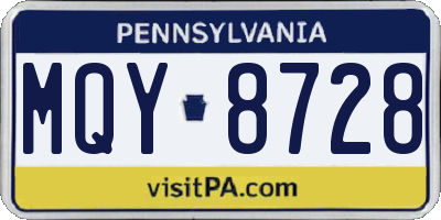 PA license plate MQY8728