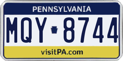 PA license plate MQY8744