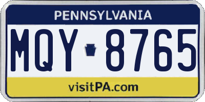 PA license plate MQY8765