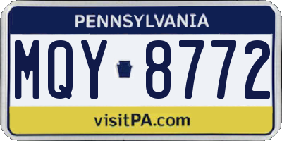 PA license plate MQY8772