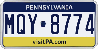 PA license plate MQY8774