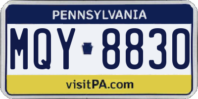 PA license plate MQY8830