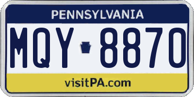 PA license plate MQY8870