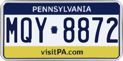 PA license plate MQY8872