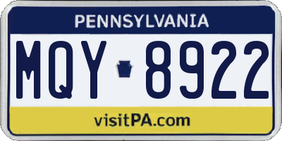 PA license plate MQY8922