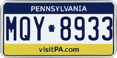PA license plate MQY8933