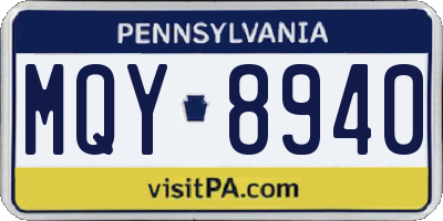 PA license plate MQY8940