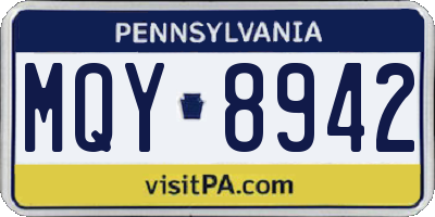 PA license plate MQY8942
