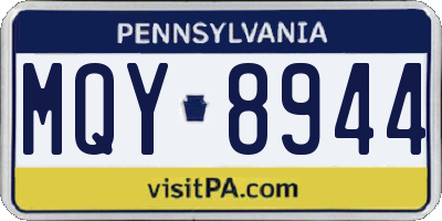 PA license plate MQY8944