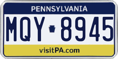 PA license plate MQY8945
