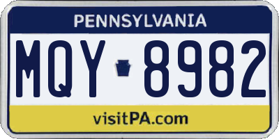 PA license plate MQY8982