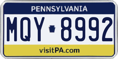 PA license plate MQY8992