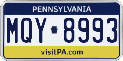 PA license plate MQY8993