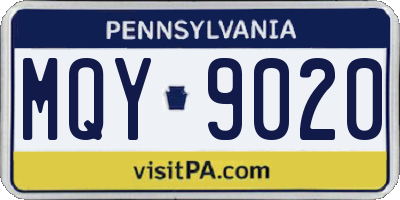 PA license plate MQY9020