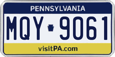 PA license plate MQY9061