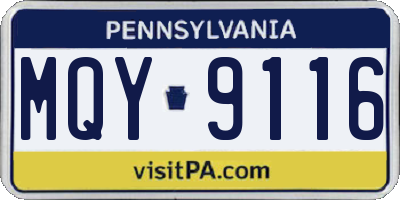 PA license plate MQY9116