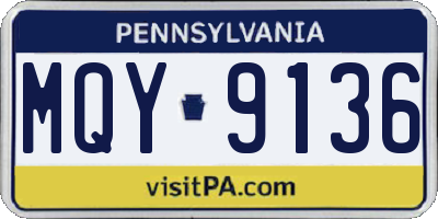PA license plate MQY9136
