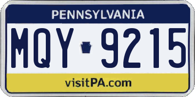 PA license plate MQY9215
