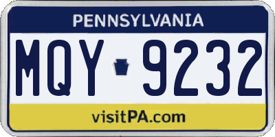 PA license plate MQY9232