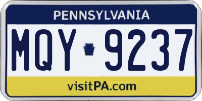 PA license plate MQY9237