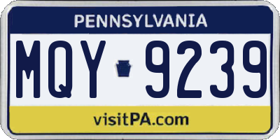 PA license plate MQY9239